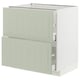 Green METOD kitchen cabinet with 2 drawers & 1 shelf, rectangular, sturdy.