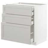 METOD kitchen unit, white, with three open drawers, made of birch and particle board, modern design.