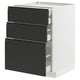 Modern METOD kitchen cabinet with 3 black drawers, sleek, contemporary design for functional storage