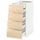 White METOD kitchen cabinet with four light ash wood drawers.