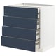 Ikea METOD kitchen unit, blue, 4 drawers, square shape, modern design.