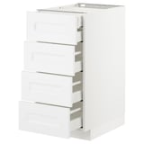 White METOD kitchen units, five-drawer set. Modern, sleek, modular design.