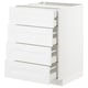 An all-white ikea METOD kitchen storage unit with multiple drawers. It a sleek, modern design with smooth self-closing drawers.