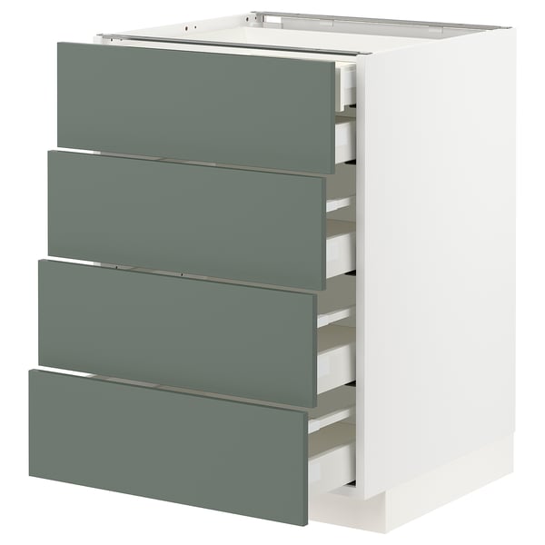 Modern kitchen unit: METOD with grey-green drawers, sleek design, four pull-out drawers.