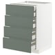 Modern kitchen unit: METOD with grey-green drawers, sleek design, four pull-out drawers.