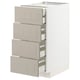 METOD kitchen cabinet in beige with four open drawers, rectangle shape, modern design.