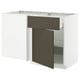 Modern kitchen unit, white with dark brown door, l-shape, endless configuration options.