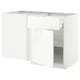 White METOD kitchen cabinet, rectangular, plain design with one open shelf and one drawer.
