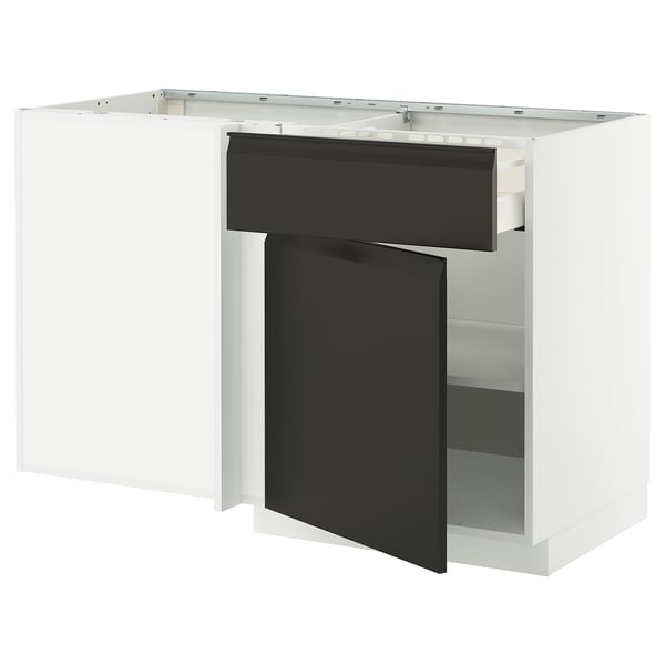Modern kitchen unit, METOD line, white with black accents, flat design, sleek drawer and door fronts.