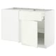 White METOD kitchen cabinet, rectangular with shelves.