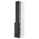 A tall, modern storage cabinet in white with dark gray doors and a sleek handle, part of the METOD kitchen system.
