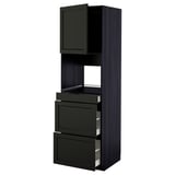 METOD / MAXIMERA Hi cab f micro combi w door/3 drwrs, black/Lerhyttan black stained, 60x60x200 cm