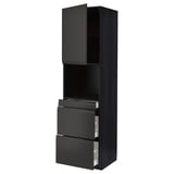METOD kitchen unit, matte black, modern, rectangular, with three drawers and open shelf at top.