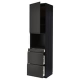 METOD black kitchen cabinet with drawers and shelves, modern design.