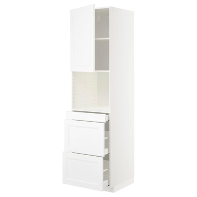 White METOD kitchen unit, modern design with drawers and shelves.