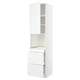 A white METOD kitchen cabinet with drawers and shelves, modern minimalist design.