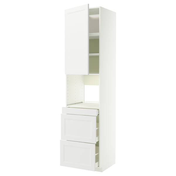 METOD / MAXIMERA Hi cab f micro combi w door/3 drwrs, white/Axstad matt white, 60x60x240 cm