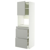 METOD / MAXIMERA Hi cab f micro combi w door/3 drwrs, white/Havstorp light grey, 60x60x200 cm