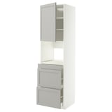 METOD / MAXIMERA Hi cab f micro combi w door/3 drwrs, white/Lerhyttan light grey, 60x60x220 cm