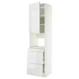 METOD / MAXIMERA Hi cab f micro combi w door/3 drwrs, white/Voxtorp high-gloss/white, 60x60x240 cm