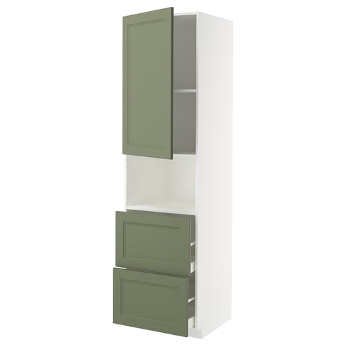 METOD kitchen unit with grey-green doors and drawer, modern traditional design.