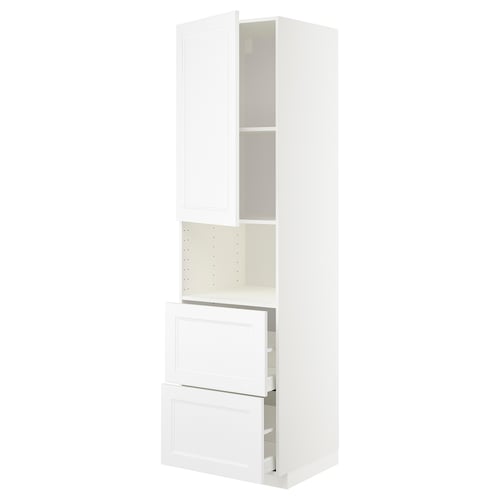 White METOD kitchen cabinet with two drawers and a shelf.