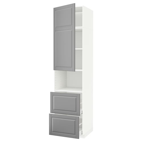 METOD kitchen cabinet: tall door, two drawers, grey bodbyn fronts.