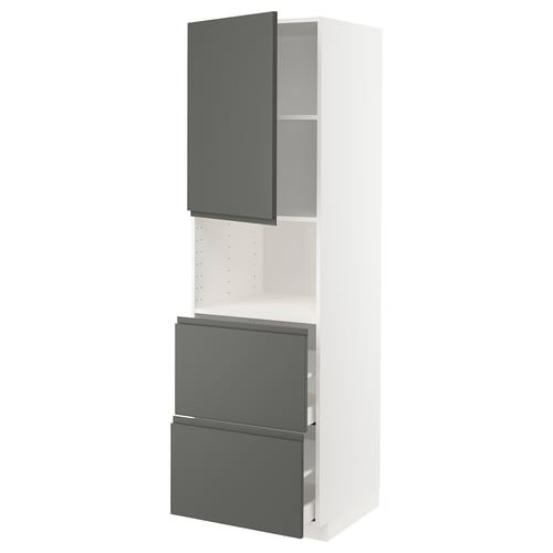 METOD kitchen unit in white and dark grey with drawer and shelf.