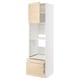 A white METOD kitchen unit with light ash wooden doors and drawers, featuring a tall cabinet, shelves, and drawers with soft-close mechanisms.