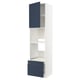 White and blue METOD kitchen cabinet with drawers and shelves.