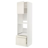 METOD white kitchen unit, off-white doors, bevelled edges, adjustable shelves, soft-closing drawers.