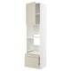 White METOD kitchen units in beige with drawers and shelves, modern clean design.