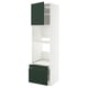 Modern white kitchen cabinet with high gloss green drawers & doors; shelves, adjustable shelf, soft-close drawers.