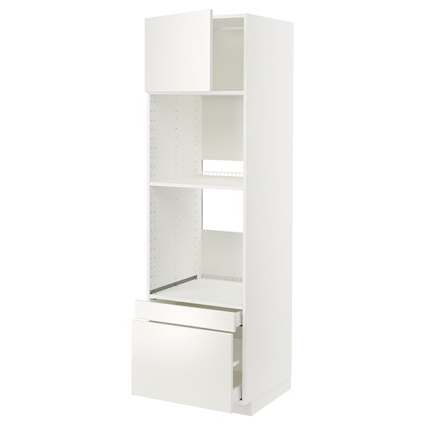 METOD kitchen unit: tall cabinet, drawers, particleboard, steel, adjustable shelves.