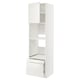 White METOD kitchen unit with drawer and open shelves.