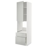 METOD kitchen unit, light grey, white interior, two drawers, one cabinet.