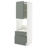 Modern kitchen unit: METOD with grey-green doors, adjustable shelves, and smooth drawers.