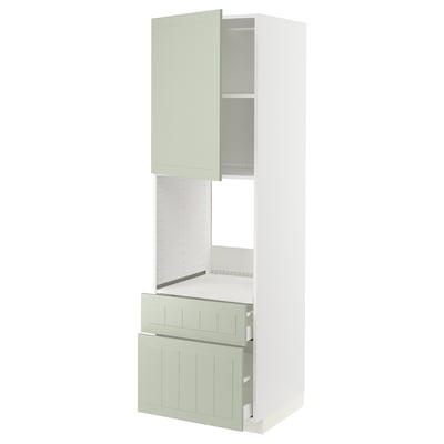 METOD kitchen unit, light green, rectangular, wooden, with two drawers and an open cabinet.