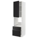 Modular kitchen unit, METOD, in white & black. Modern design, tall with drawers & shelves. Integrated handles, sleek & minimalist.