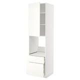 White METOD kitchen cabinet with three shelves and a drawer.