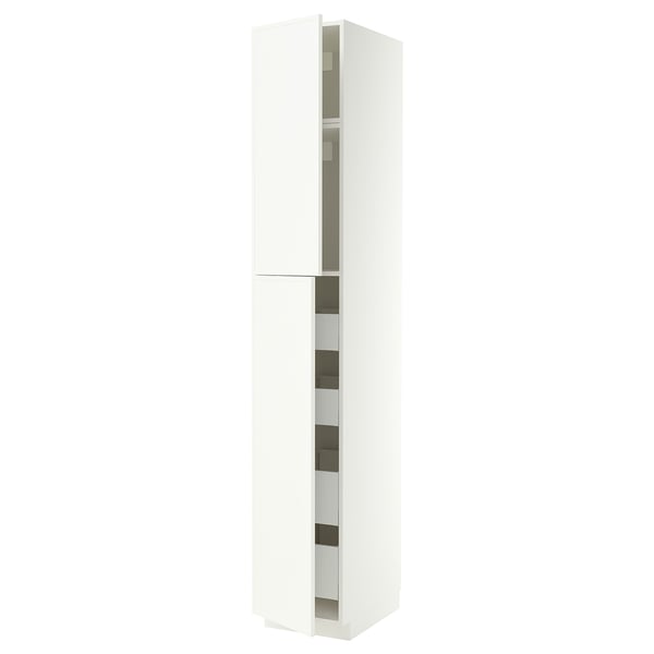 METOD / MAXIMERA Hi cab w 2 doors/4 drawers, white/Aspudden matt white, 40x60x240 cm