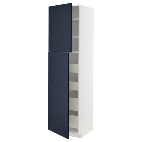 Ikea METOD kitchen unit in blue with adjustable shelves.