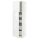 METOD / MAXIMERA Hi cab w 2 doors/4 drawers, white/VOXTORP high-gloss white vertical handle, 60x60x200 cm