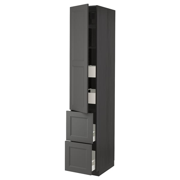 Dark gray METOD kitchen cabinet with two drawers and one shelf, featuring modern design and sturdy construction.