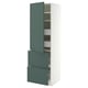 METOD / MAXIMERA Hi cab w shlvs/4 drawers/dr/2 frnts, white/Aspudden dark grey-green, 60x60x200 cm