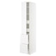 White METOD kitchen cabinet, tall with shelves and drawers, modern design.