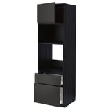 Black METOD kitchen unit with two drawers and an open shelf.