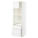 White METOD kitchen unit with shelves and drawers, minimalist design.