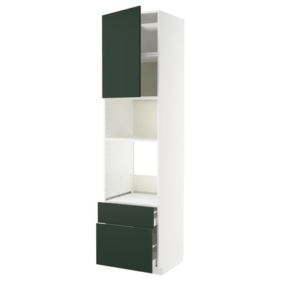 METOD kitchen unit, white & dark green, modern design, open shelves.