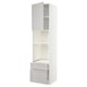 A white METOD kitchen unit, featuring drawers and an open cabinet with an adjustable shelf.